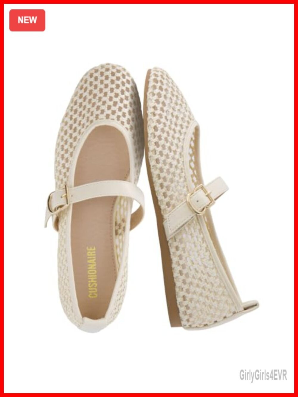 Mary Jane Flats with Memory Foam Cushioning, Mesh Breathable Ballet Flats